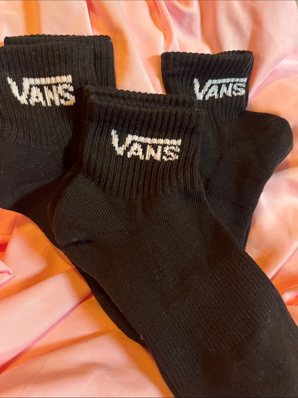 Vans Black Crew Socks with White Logo - Men's Athletic Pair
